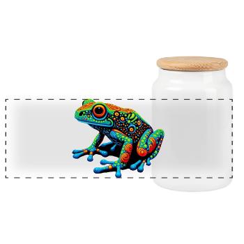 Frosch - Panorama Keksdose mit Holzdeckel - Weiß - Vorne