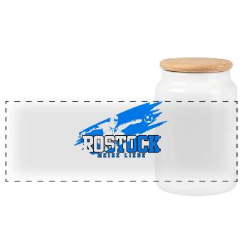 Rostock Soccer North My Love - Panoramic Cookie Jar with Wooden Lid - white - Front