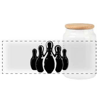 Graphismes de bowling - Boîte à biscuits avec couvercle en bois - blanc - Devant