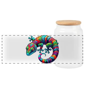 Gecko - Panorama Keksdose mit Holzdeckel - Weiß - Vorne