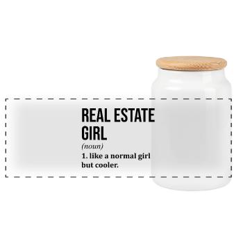 Real Estate - Panoramic Cookie Jar with Wooden Lid - white - Front