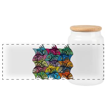 Ambigramme de poisson de style Escher XXIV - Boîte à biscuits avec couvercle en bois - blanc - Devant
