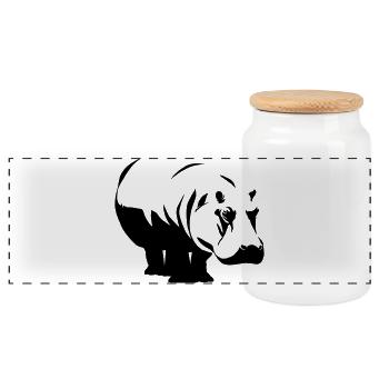 Nilpferd Hippo - Panorama Keksdose mit Holzdeckel - Weiß - Vorne
