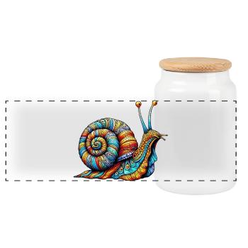 Schnecke - Panorama Keksdose mit Holzdeckel - Weiß - Vorne