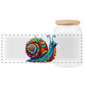 Schnecke - Panorama Keksdose mit Holzdeckel - Weiß - Vorne