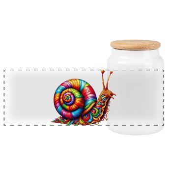 Schnecke - Panorama Keksdose mit Holzdeckel - Weiß - Vorne