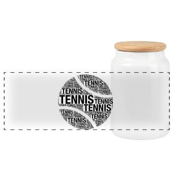 Balle de tennis - Nuage de mots de tennis noir - Boîte à biscuits avec couvercle en bois - blanc - Devant