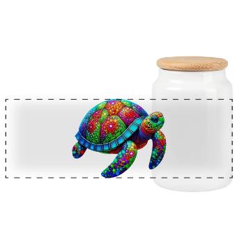 Tortue - Boîte à biscuits avec couvercle en bois - blanc - Devant