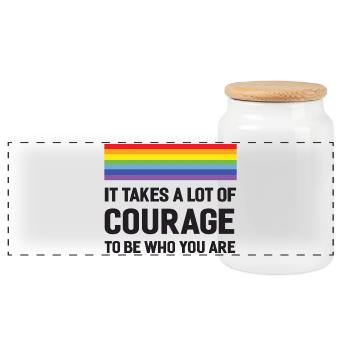 Mois de la fierté LGBTQ - Il faut beaucoup de courage - Boîte à biscuits avec couvercle en bois - blanc - Devant