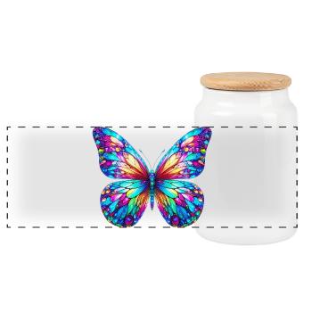 Schmetterling - Panorama Keksdose mit Holzdeckel - Weiß - Vorne