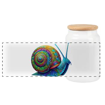 Schnecke - Panorama Keksdose mit Holzdeckel - Weiß - Vorne