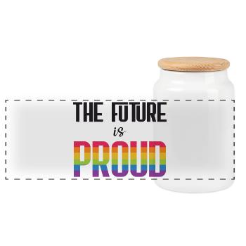 LGBT Pride Month - Die Zukunft ist stolz - Panorama Keksdose mit Holzdeckel - Weiß - Vorne