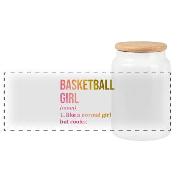 Basketball - Panoramic Cookie Jar with Wooden Lid - white - Front