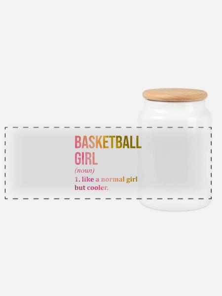 Basketball Basketball Basketball - Panorama Keksdose mit Holzdeckel - Weiß