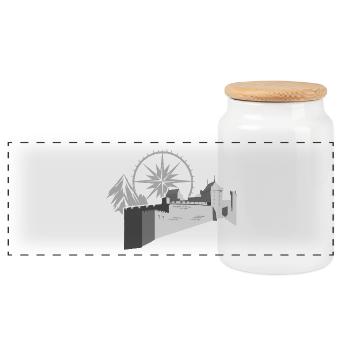 Castle with compass - Panoramic Cookie Jar with Wooden Lid - white - Front