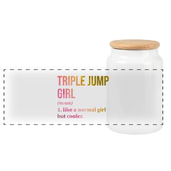 Triple Jump - Panoramic Cookie Jar with Wooden Lid - white - Front