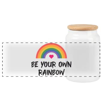 LGBT Pride Month - Be Your Own Rainbow - Panoramic Cookie Jar with Wooden Lid - white - Front