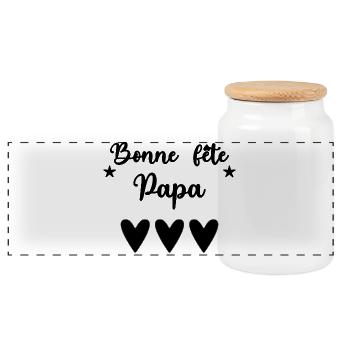 DAD. FATHER'S DAY. HAPPY FATHER'S DAY. HAPPY BIRTHDAY. - Panoramic Cookie Jar with Wooden Lid - white - Front