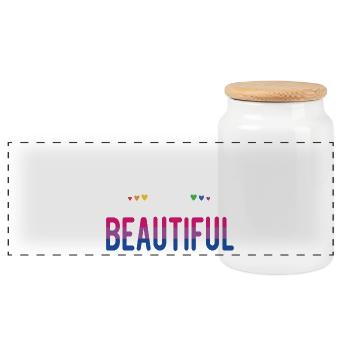 LGBT Pride Month - Bi is Beautiful - Panoramic Cookie Jar with Wooden Lid - white - Front