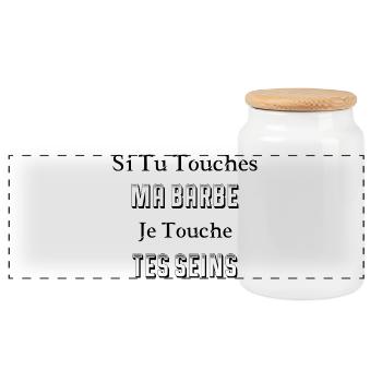 Si Tu Touches Ma Barbe Je Touche Tes Seins - Boîte à biscuits avec couvercle en bois - blanc - Devant