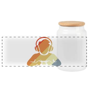 Gamer Retro Look - Panoramic Cookie Jar with Wooden Lid - white - Front