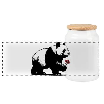 Panda - Panorama Keksdose mit Holzdeckel - Weiß - Vorne