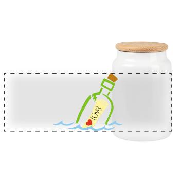 A bottle in the sea - Panoramic Cookie Jar with Wooden Lid - white - Front