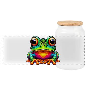 Frosch - Panorama Keksdose mit Holzdeckel - Weiß - Vorne