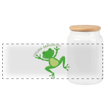 Endlich Schulkind freu Frosch Einschulung - Panorama Keksdose mit Holzdeckel - Weiß - Vorne