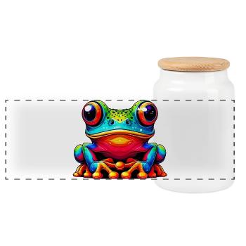 Grenouille - Boîte à biscuits avec couvercle en bois - blanc - Devant