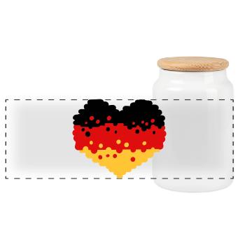 Deutschland Herz Flagge - Panorama Keksdose mit Holzdeckel - Weiß - Vorne
