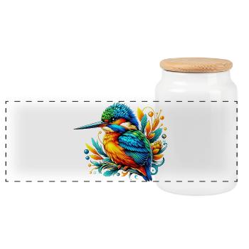 Martin-pêcheur - Boîte à biscuits avec couvercle en bois - blanc - Devant