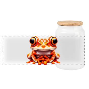 Frosch - Panorama Keksdose mit Holzdeckel - Weiß - Vorne