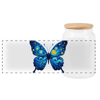 Papillon - Boîte à biscuits avec couvercle en bois - blanc - Devant
