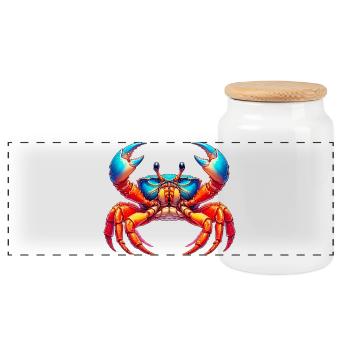 Crabe - Boîte à biscuits avec couvercle en bois - blanc - Devant