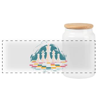 Chess Graphics - Panoramic Cookie Jar with Wooden Lid - white - Front