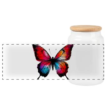 Papillon - Boîte à biscuits avec couvercle en bois - blanc - Devant