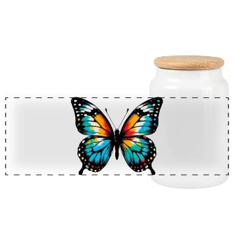 Papillon - Boîte à biscuits avec couvercle en bois - blanc - Devant