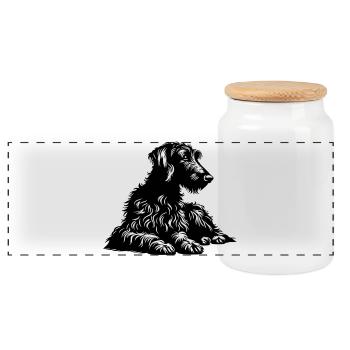 Scottish Deerhound - Panorama Keksdose mit Holzdeckel - Weiß - Vorne