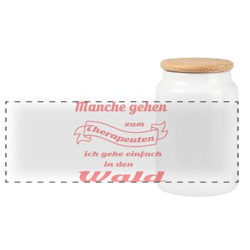 Therapie Spruchband - Panorama Keksdose mit Holzdeckel - Weiß - Vorne