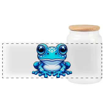 Frosch - Panorama Keksdose mit Holzdeckel - Weiß - Vorne