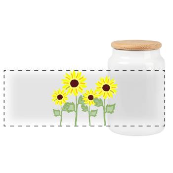 Sonnenblumenstrauß Gelb Kolorit - Panorama Keksdose mit Holzdeckel - Weiß - Vorne