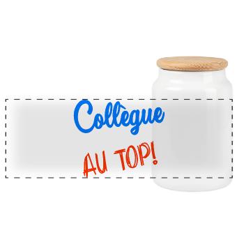 COLLEGUE. RETRAITE. RETRAITE. RETRAITEE - Boîte à biscuits avec couvercle en bois - blanc - Devant