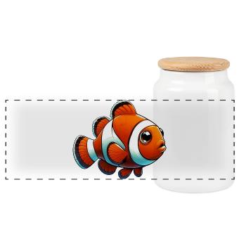 Clownfish - Panoramic Cookie Jar with Wooden Lid - white - Front