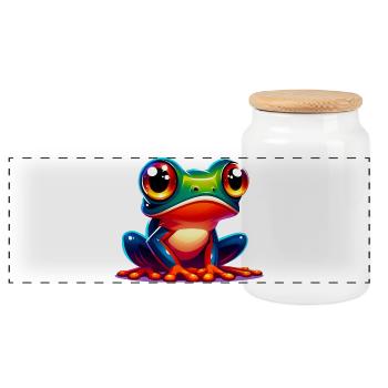 Frosch - Panorama Keksdose mit Holzdeckel - Weiß - Vorne