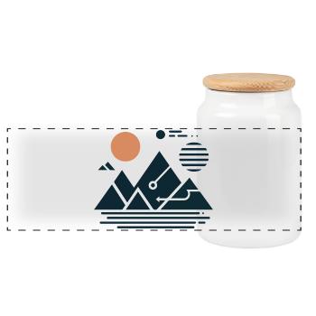 Mountains - Panoramic Cookie Jar with Wooden Lid - white - Front