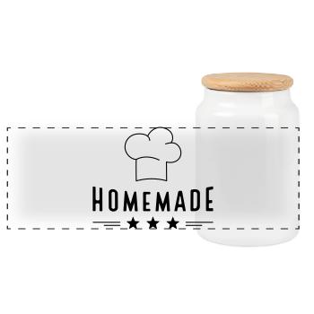 L’essentiel est fait maison - Boîte à biscuits avec couvercle en bois - blanc - Devant
