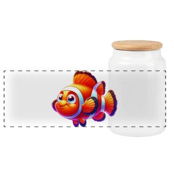 Clownfish - Panoramic Cookie Jar with Wooden Lid - white - Front