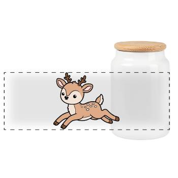 Roe deer - Panoramic Cookie Jar with Wooden Lid - white - Front