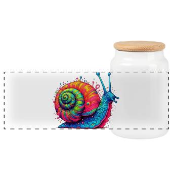 Snail - Panoramic Cookie Jar with Wooden Lid - white - Front